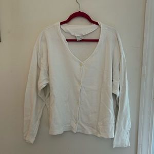 Basic Threads White Ribbed Button Down Knit
